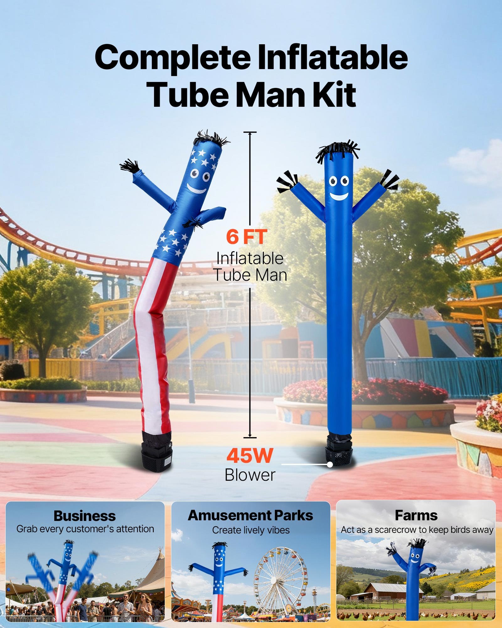 VEVOR Waving Inflatable Tube Man – 6 ft, 1/15 HP Blower