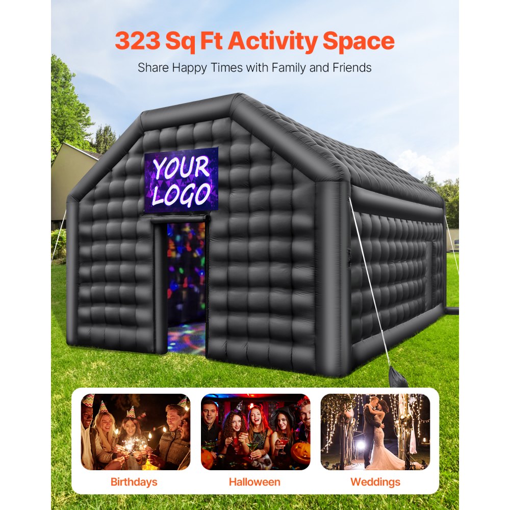 Inflatibe Rave Tent VEVOR Black Inflatable Party Tent – 19.7x16.4x12 ft, 680W