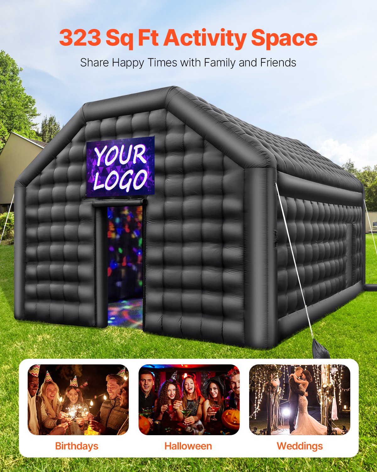 VEVOR Black Inflatable Party Tent – 19.7x16.4x12 ft, 680W