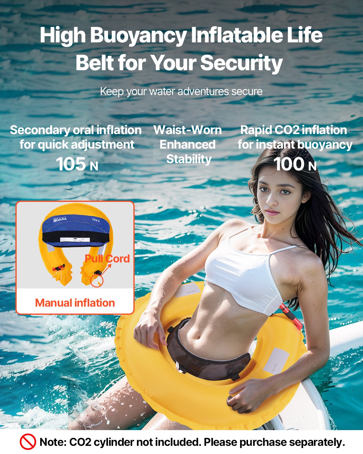 VEVOR Inflatable Life Belt – Compact, Safe & Reusable