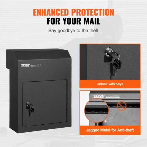 VEVOR Through The Door Key Drop Box, Heavy Duty Steel Through the Door ...