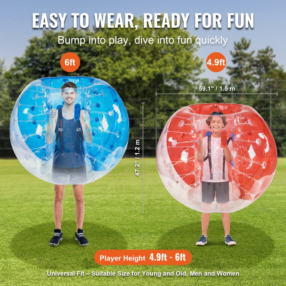 Young Inflatable VEVOR Inflatable Bumper Balls 2-Pack, 5FT/1.5M Body Sumo Zorb Balls for ...