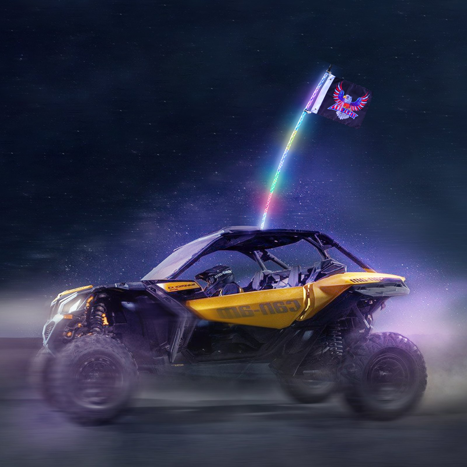 VEVOR 1 PC 3 FT Whip Light, APP & RF Remote Control Led Whip Light ...
