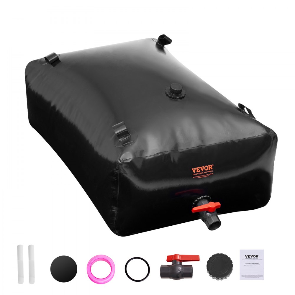VEVOR Portable Water Storage Bladder 87 Gal PVC Collapsible Water Tank Black