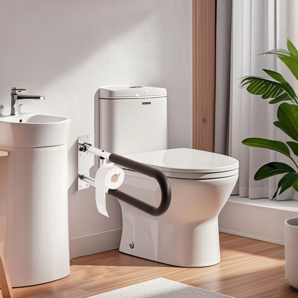 VEVOR Swing Up Grab Bar with Toilet Paper Holder – 30 Inch