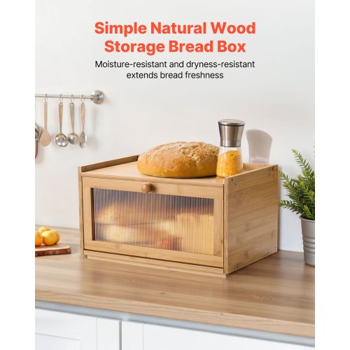 VEVOR Large Wooden Bread Box – 15.75 × 9.84 × 8.66 in