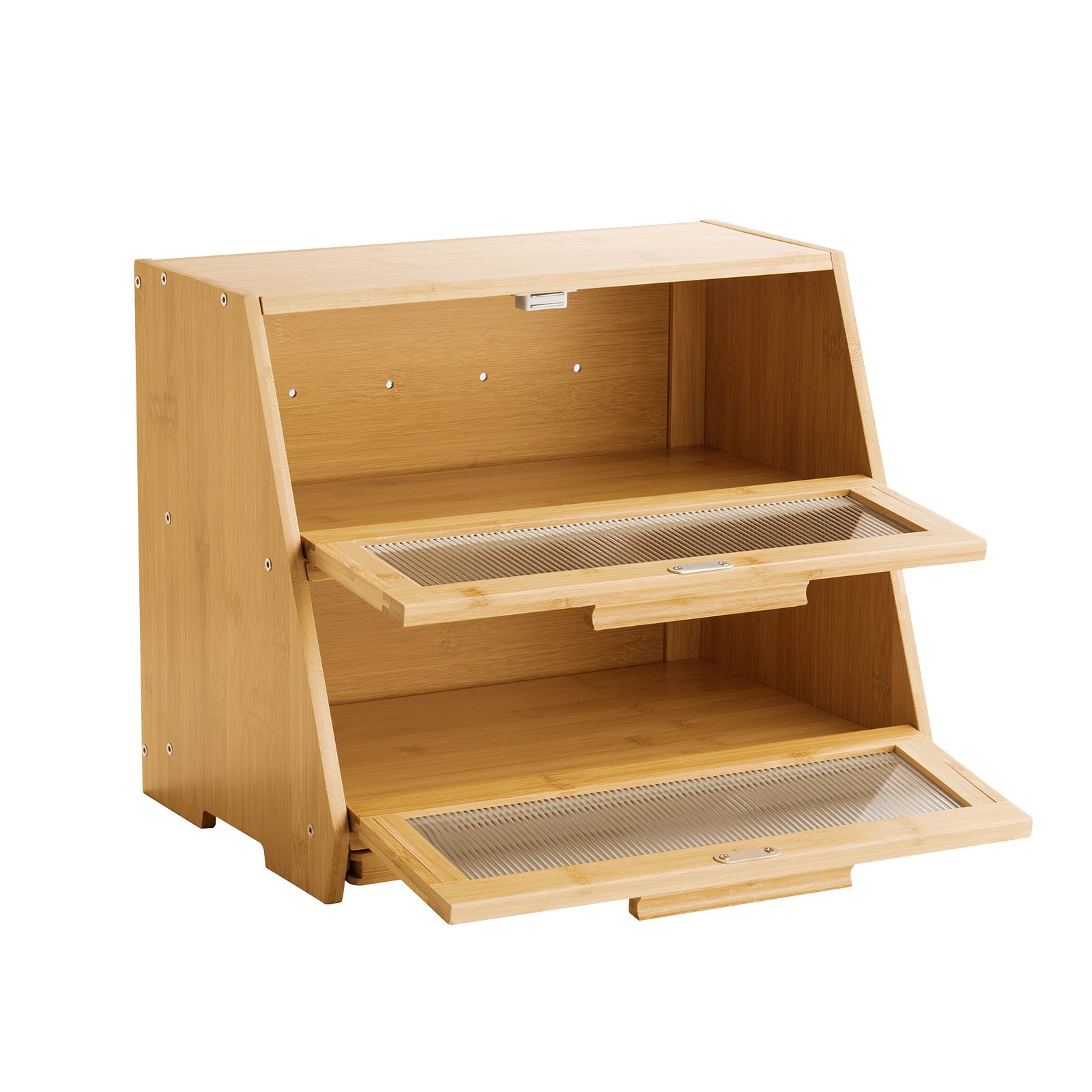 VEVOR Wooden Bread Box – Double-Layer Bamboo Storage