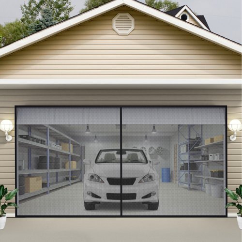 VEVOR Garage Door Screen, 18 x 7 ft for 2 Cars, 5.8 lbs Heavy-Duty ...