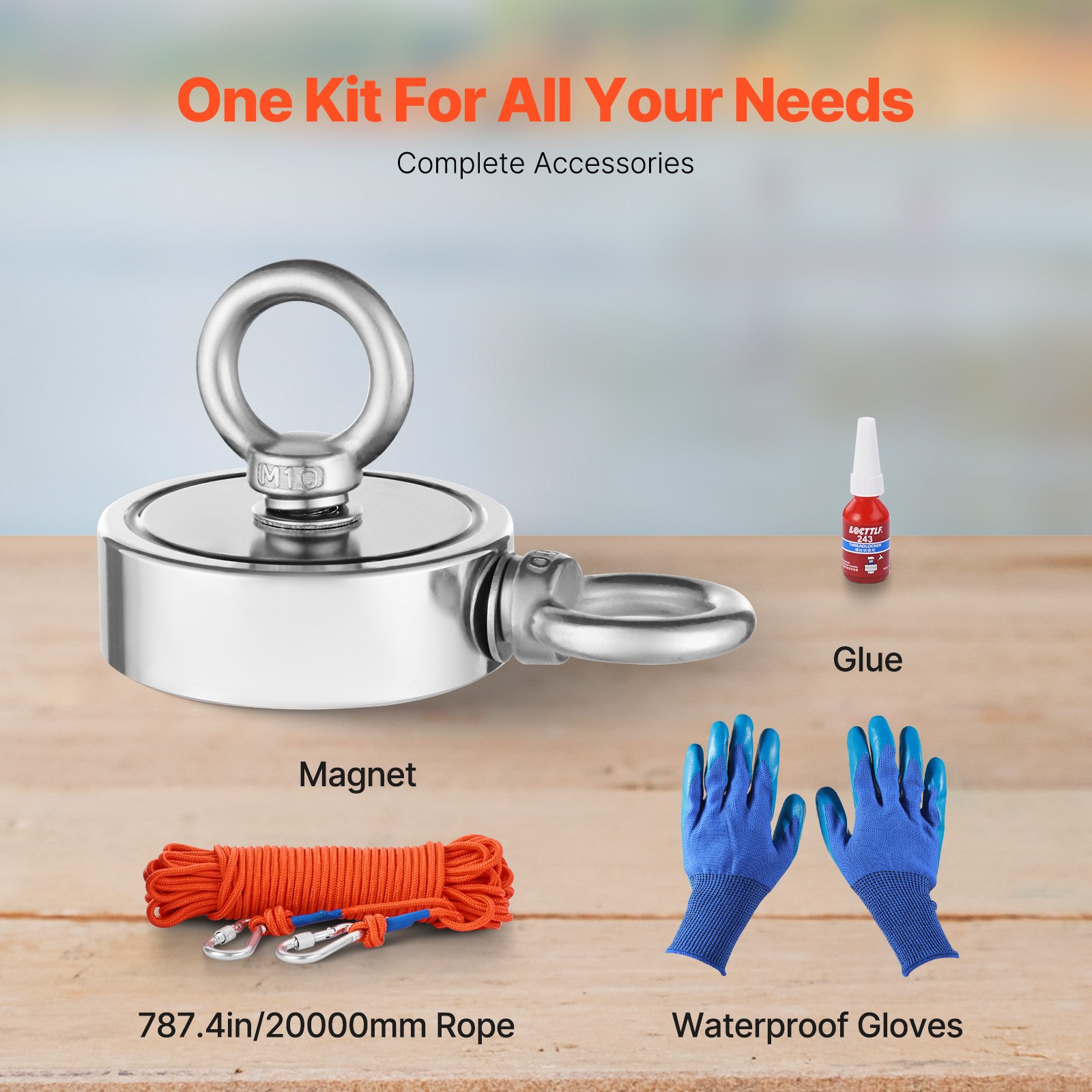 VEVOR Neodymium Magnet Fishing Kit - 1000 LBS/454 Kg