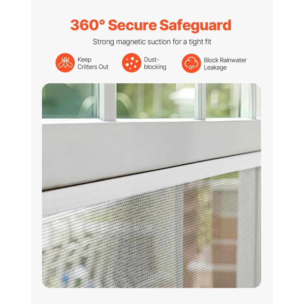 Magnetic Rear Window Screen VEVOR Magnetic Window Screen, 58.27 x 39.17 inch PVC and Fiberglass ...