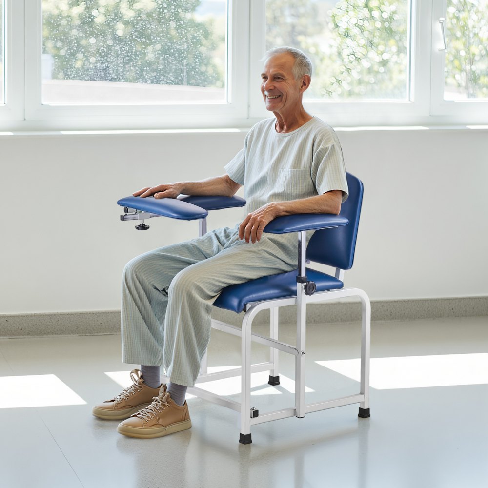 VEVOR Phlebotomy Chair, Blood Draw Chair with Adjustable Armrests and ...