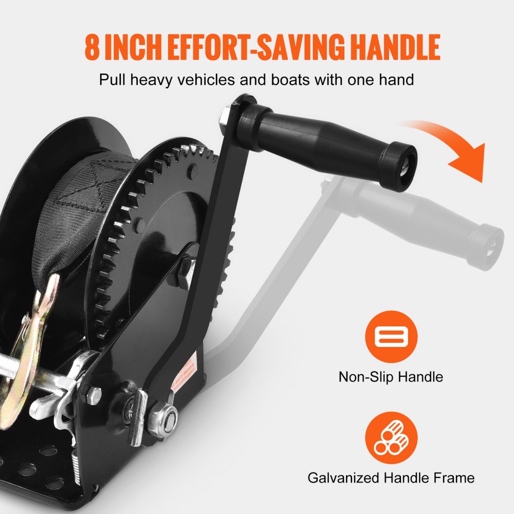 VEVOR Hand Winch, 1600 lbs Pulling Capacity, Boat Trailer Winch Heavy Duty Rope Crank with 33 ft