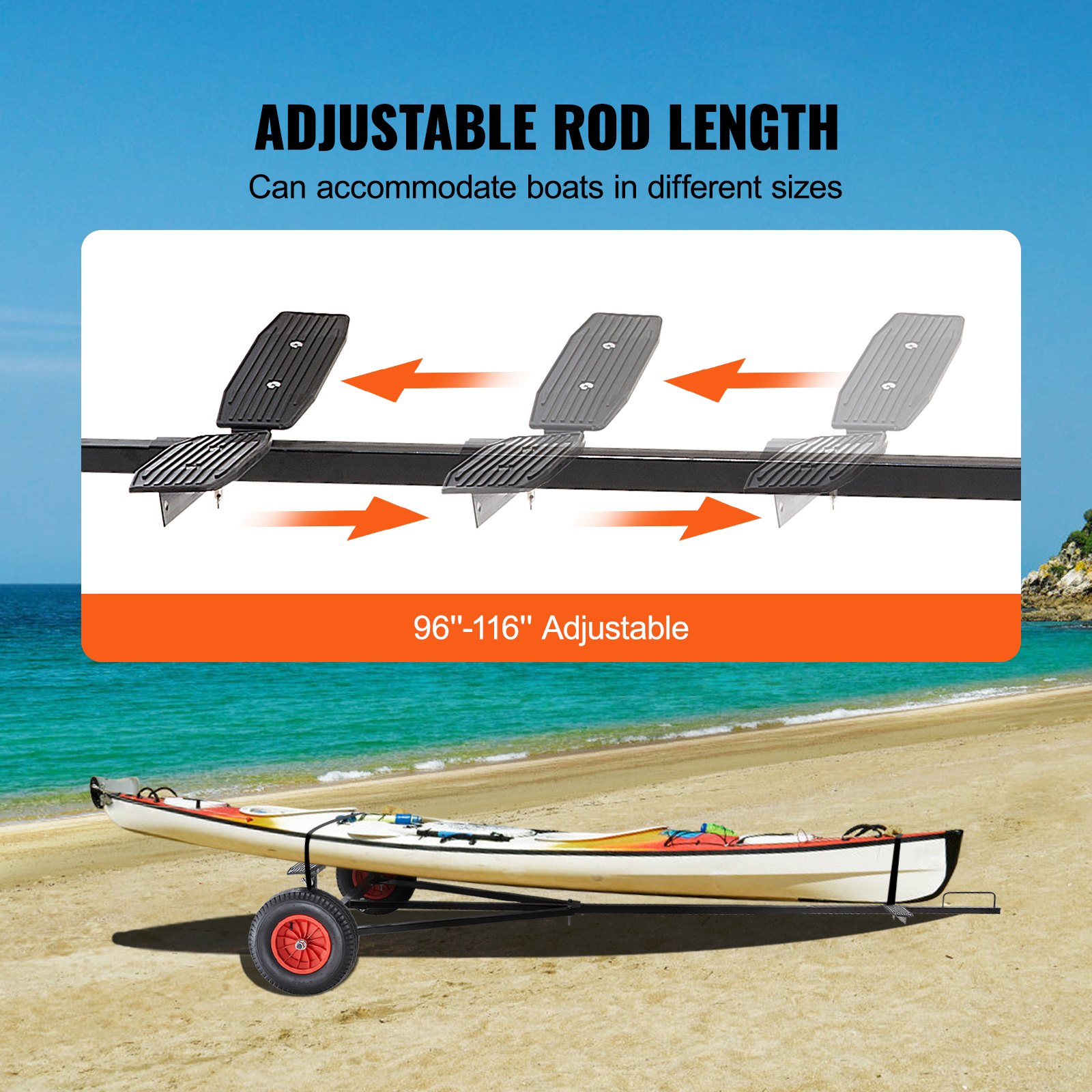 VEVOR VEVOR Boat Trailer Dolly, 190 kg Load Capacity, Carbon Steel Trailer Mover with 244294 cm