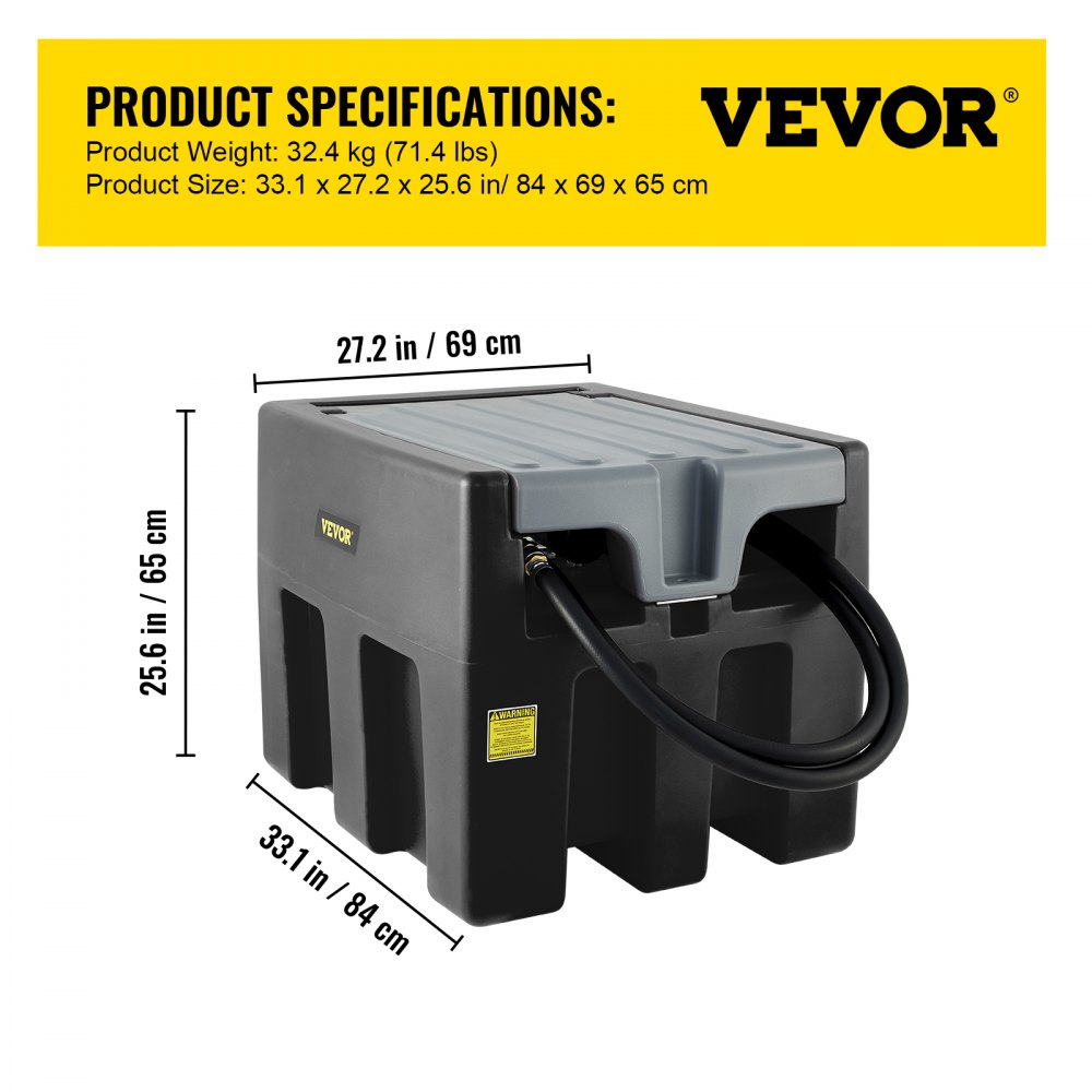 VEVOR Portable Diesel Tank, 58 Gallon Capacity, Diesel Fuel Tank with ...