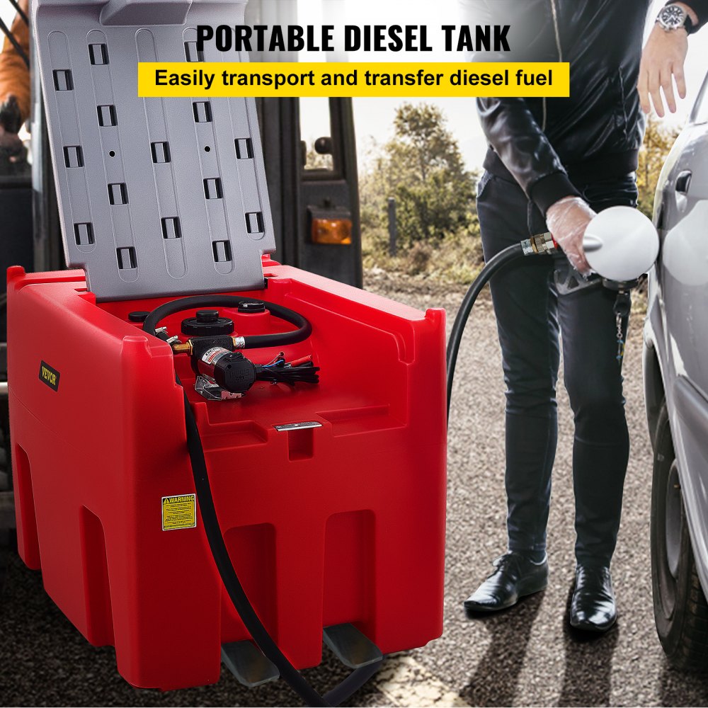 VEVOR Portable Diesel Tank, 116 Gallon Capacity, Diesel Fuel Tank with ...