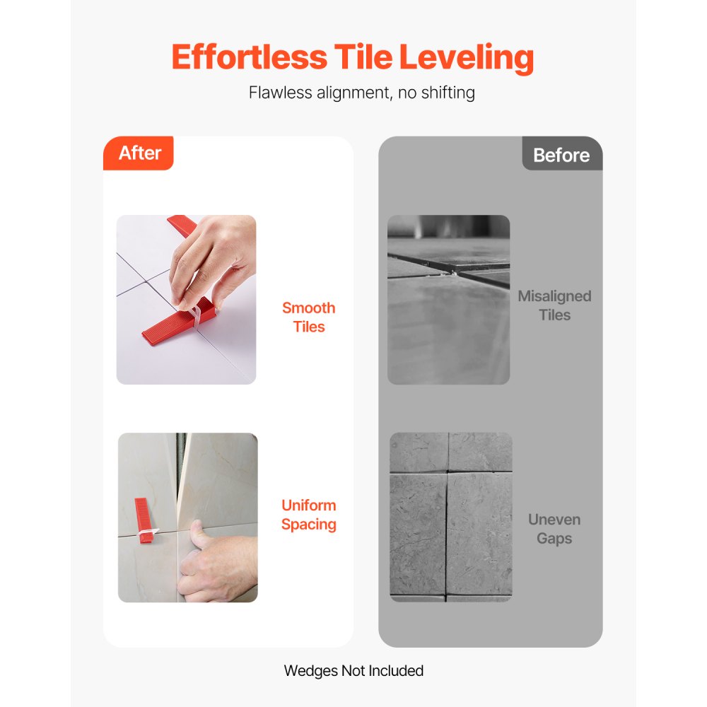 VEVOR 1 16 Tile Leveling Spacers - 2000+200 Pack, PP