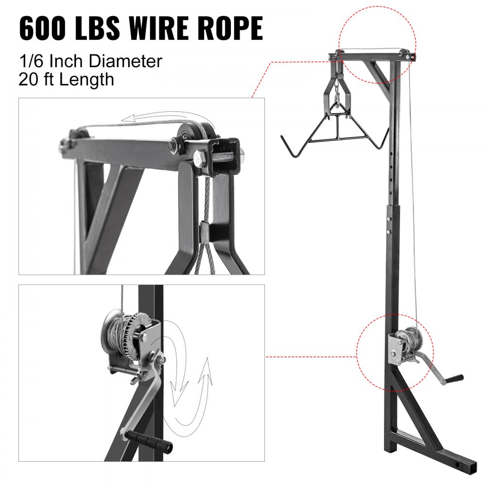 VEVOR Hitch Mounted Deer Hoist, 300lbs Capacity Hitch Game Hoist, 2'' Truck Hitch Deer Hoist