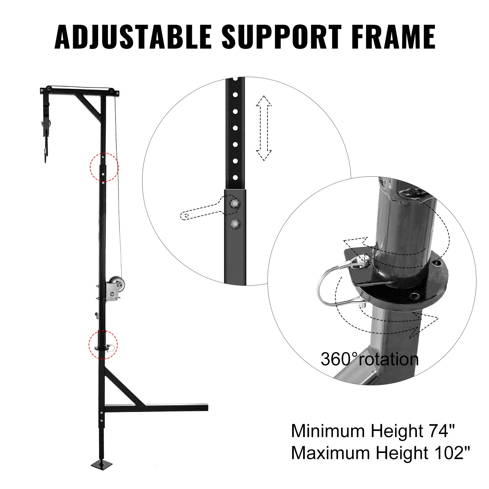 VEVOR Hitch Mounted Deer Hoist, 600lbs Capacity Hitch Game Hoist, 2