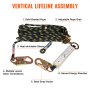 VEVOR Vertical Lifeline Assembly, 0.55'' x 100' Fall Protection Rope ...