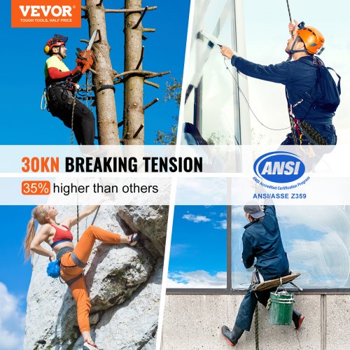 VEVOR Vertical Lifeline, 150ft (45.7m) Outdoor Climbing Rope 30KN ...