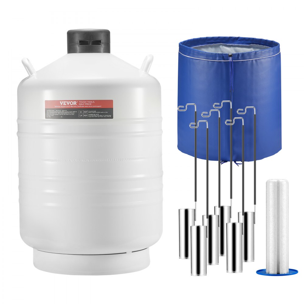 VEVOR Liquid Nitrogen Tank 30 L Aluminum Alloy LN2 Container Dewar 6 ...