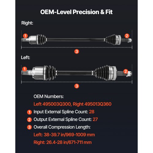 VEVOR CV Axle Shaft Assembly, 2 Pieces Front Left & Right (Driver