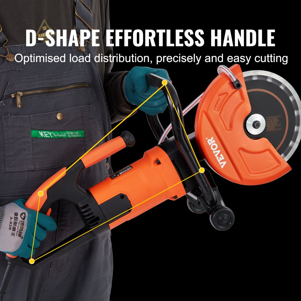 VEVOR Electric Concrete Saw, 9 in, 1800 W 15 A Motor Circular Saw