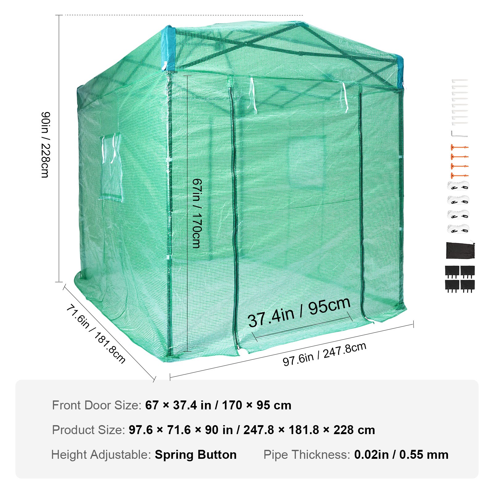 VEVOR Pop Up Greenhouse, 8'x 6'x 7.5' Pop-up Green House, Set Up in ...