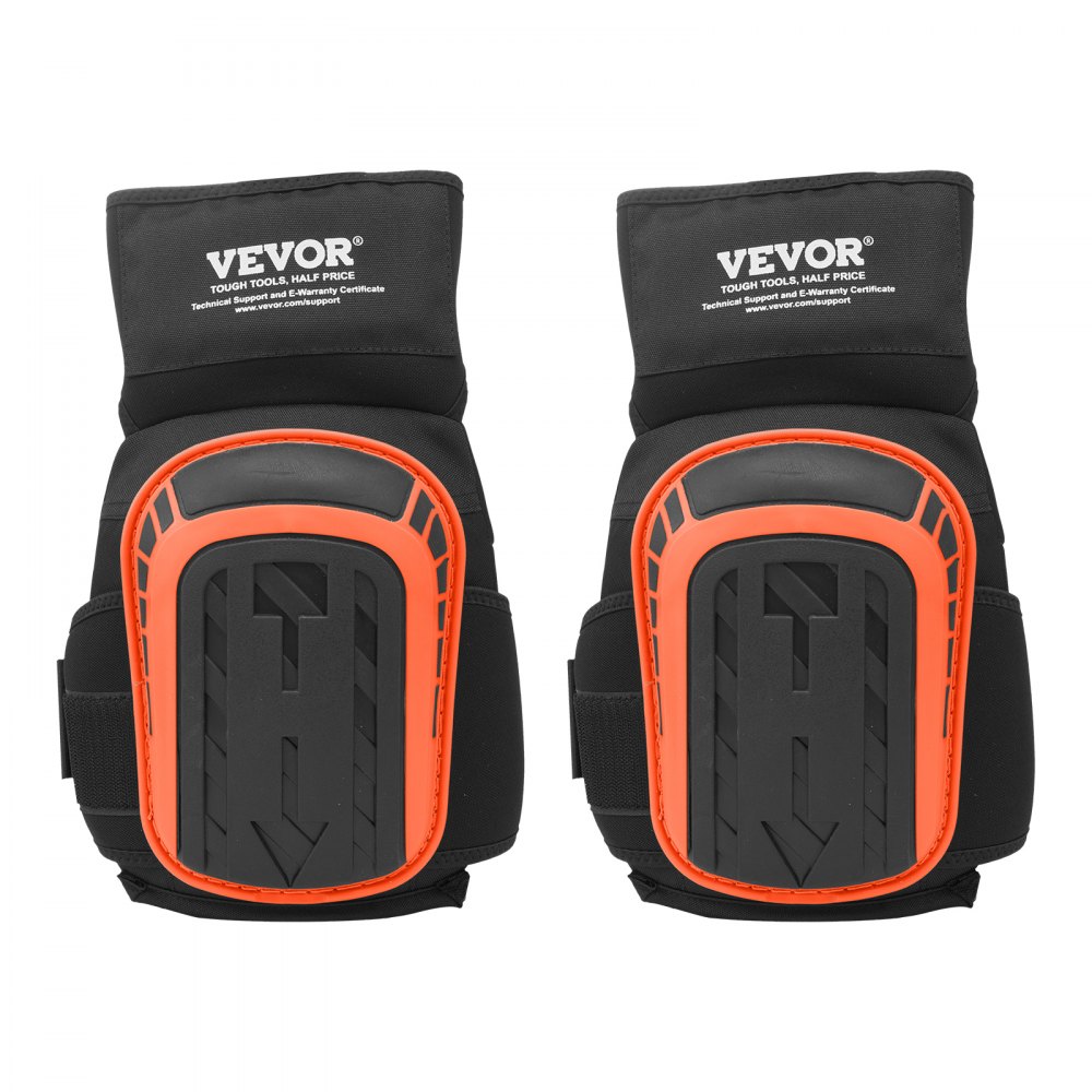 VEVOR Knee Pads for Work, Extended Heavy Duty Construction Knee Pads with 2 Extension Straps, Anti-slip Foam Gel Knee Pads, Men & Women,for Gardening Flooring Roofing and Cleaning,Black and Orange