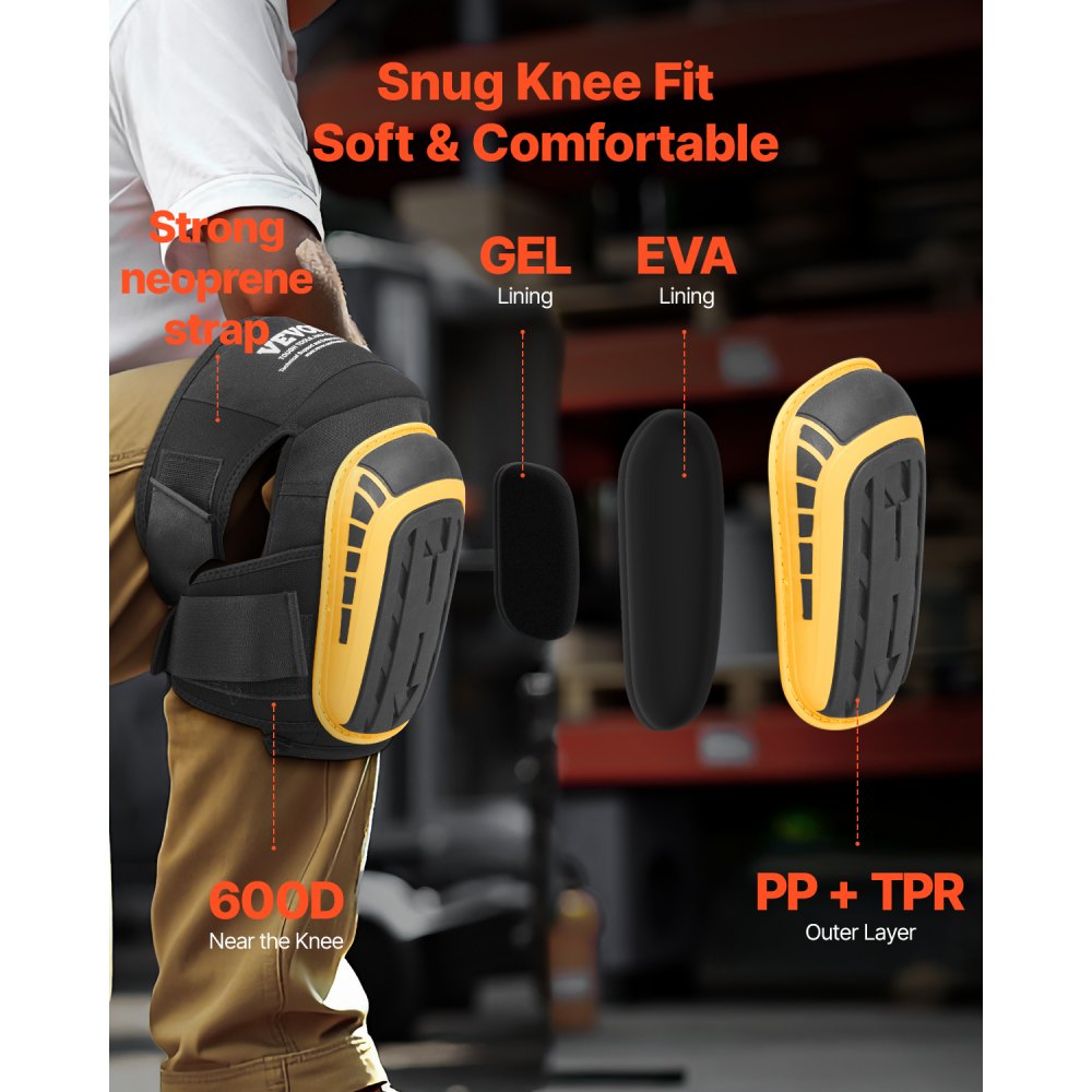 VEVOR Knee Pads for Work, Extended Heavy Duty Construction Knee Pads ...