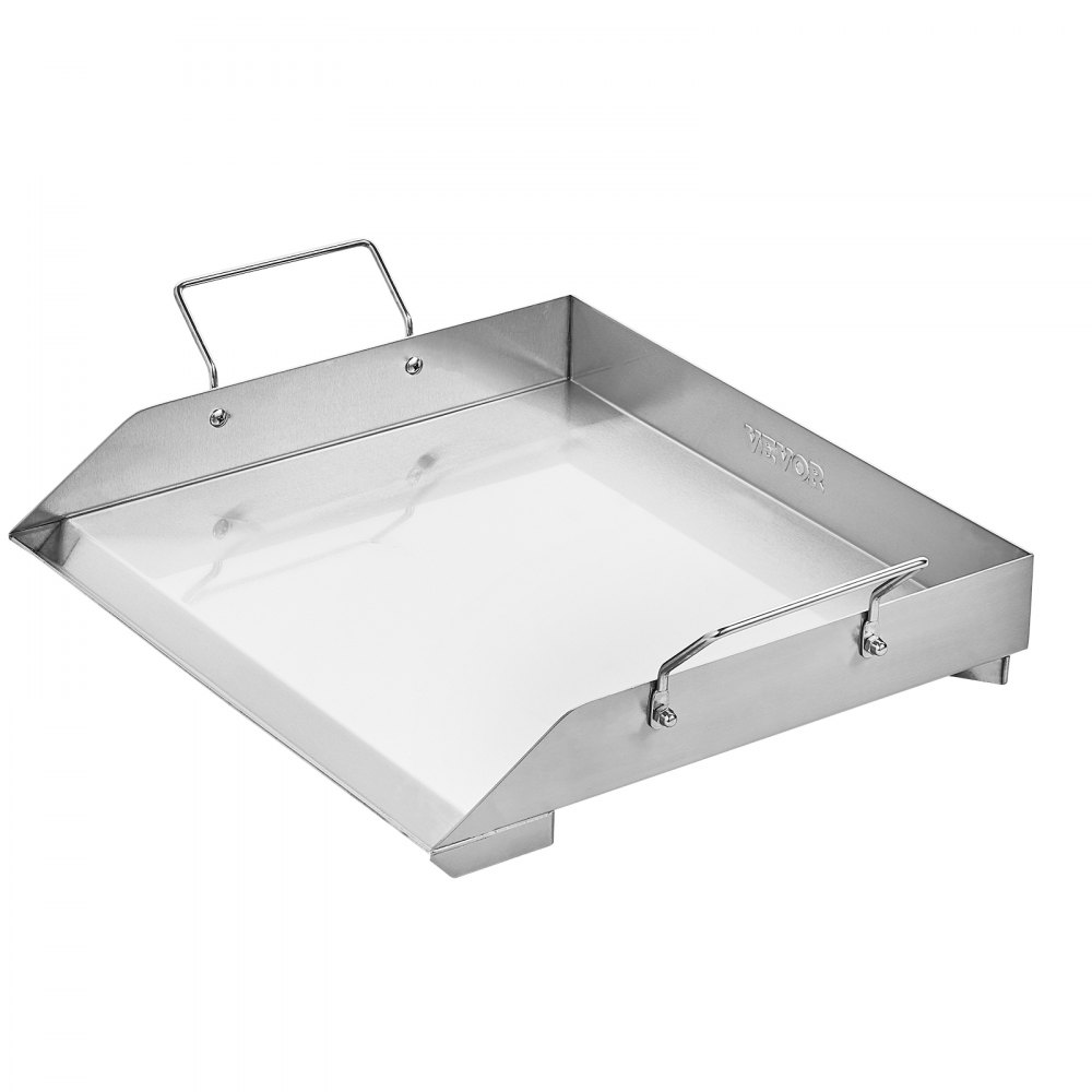 Nerezová ocelová grilovací plotna, 18x16 palců Univerzální plochá obdélníková deska, plynová grilovací plotna pro BBQ gril, Teppanyaki, přenosné rodinné nádobí s rukojetí, pro kempování a párty - miniatura 12