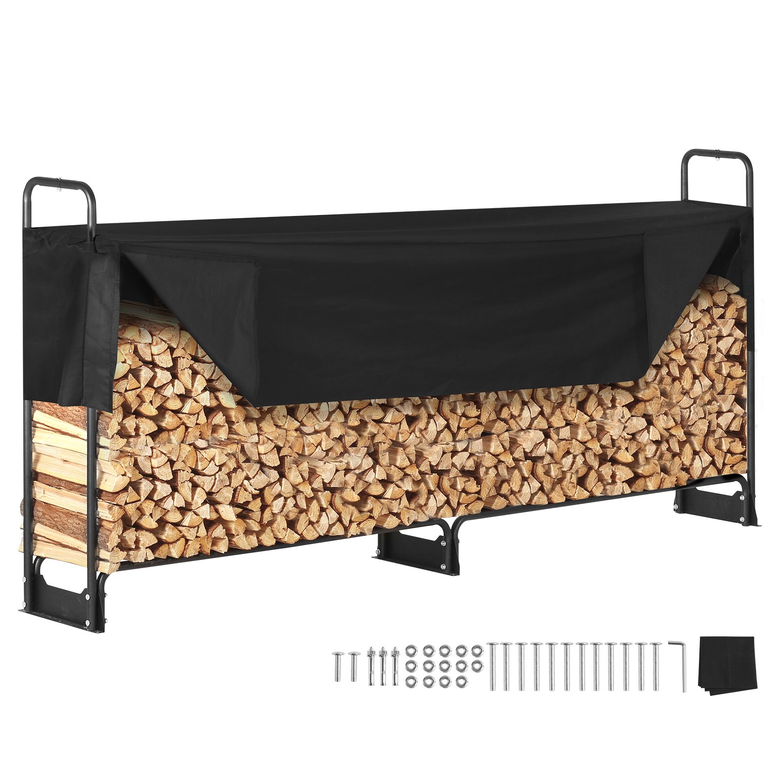 VEVOR 8.5FT Outdoor Firewood Rack with Cover, 102x14.2x46.1 in, Heavy