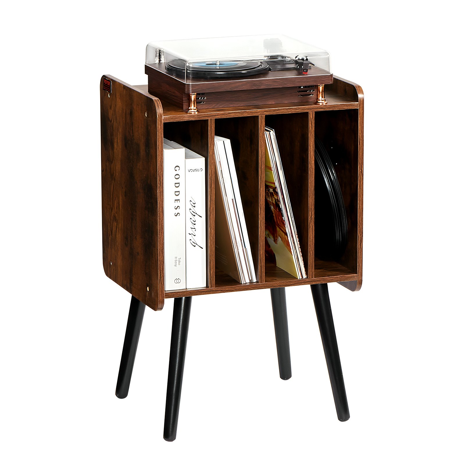 VEVOR Wood Turntable Stand – 2 Tier, 100 Vinyl Records