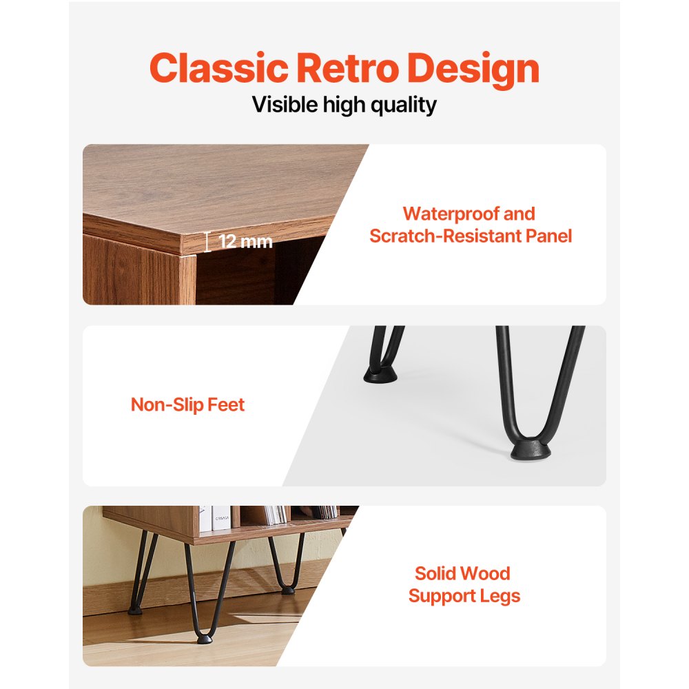 VEVOR Vinyl Record Player Stand and Storage – 3-Tier Brown