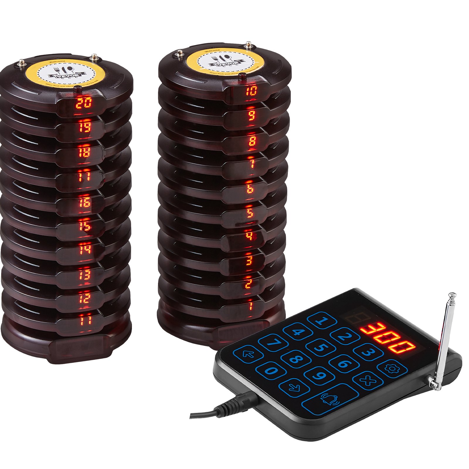 VEVOR Restaurant Pager System, Wireless 500m Long Range Lineup Waiting ...