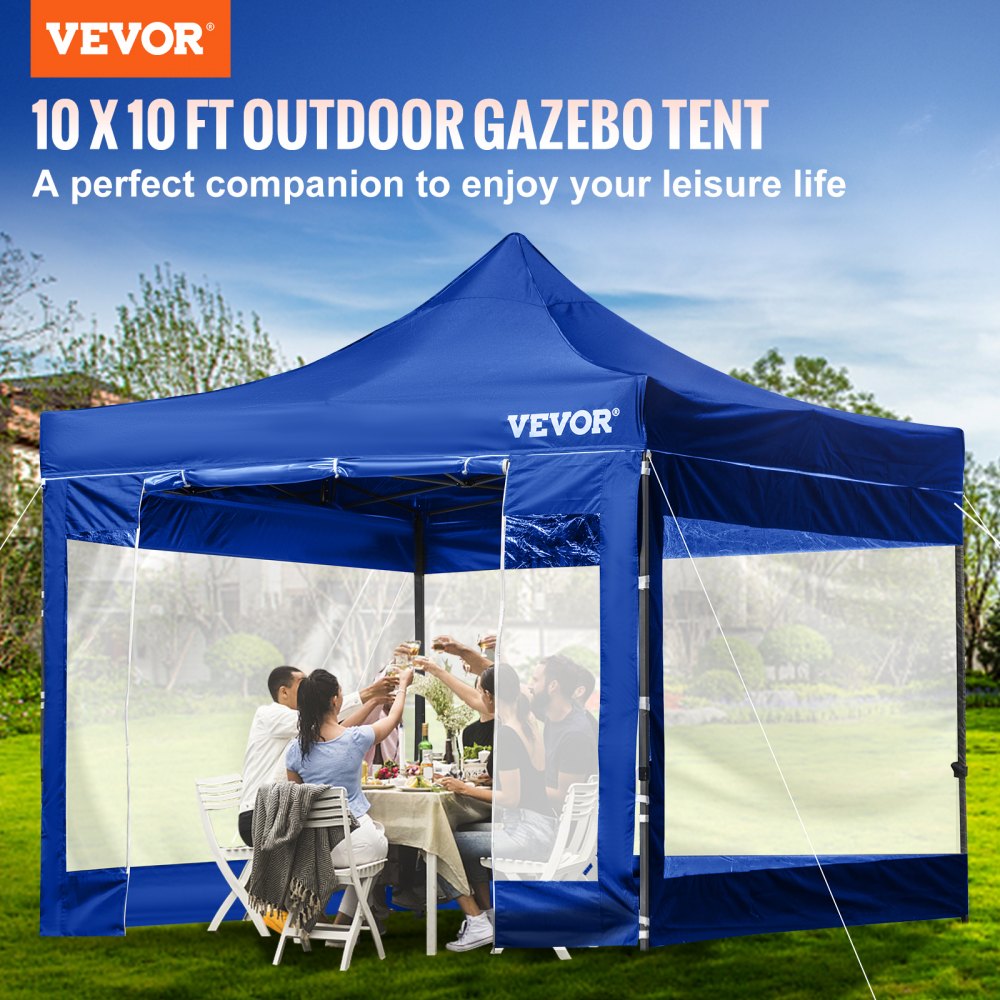 VEVOR 10x10 Pop Up Canopy Tent, Outdoor Canopy with Removable Sidewalls ...