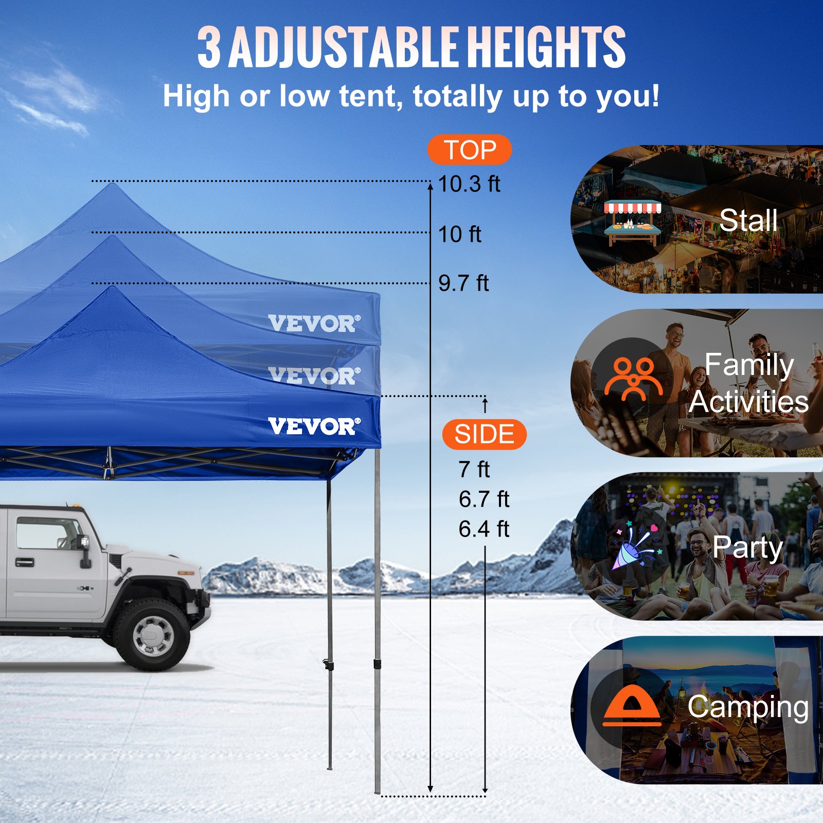 VEVOR Pop Up Canopy Tent Outdoor Gazebo Tent 10 x 10 FT with Sidewalls ...