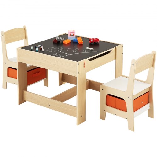 VEVOR Kids Table and Chair Set Wooden Activity Table with Storage Space and Boxes Kids Play Table for Toddlers Art Craft Reading Learning VEVOR US