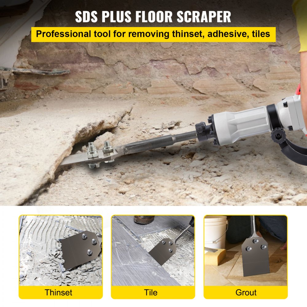 VEVOR SDS-Plus Chisel Floor Scraper 3.9 in Wide Tile Removal Steel Flat ...