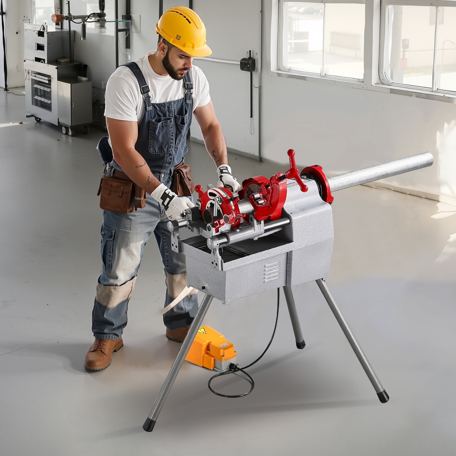 Using A Pipe Threading Machine VEVOR Electric Pipe Threader Machine, 750W 28RPM Threading Cutting ...