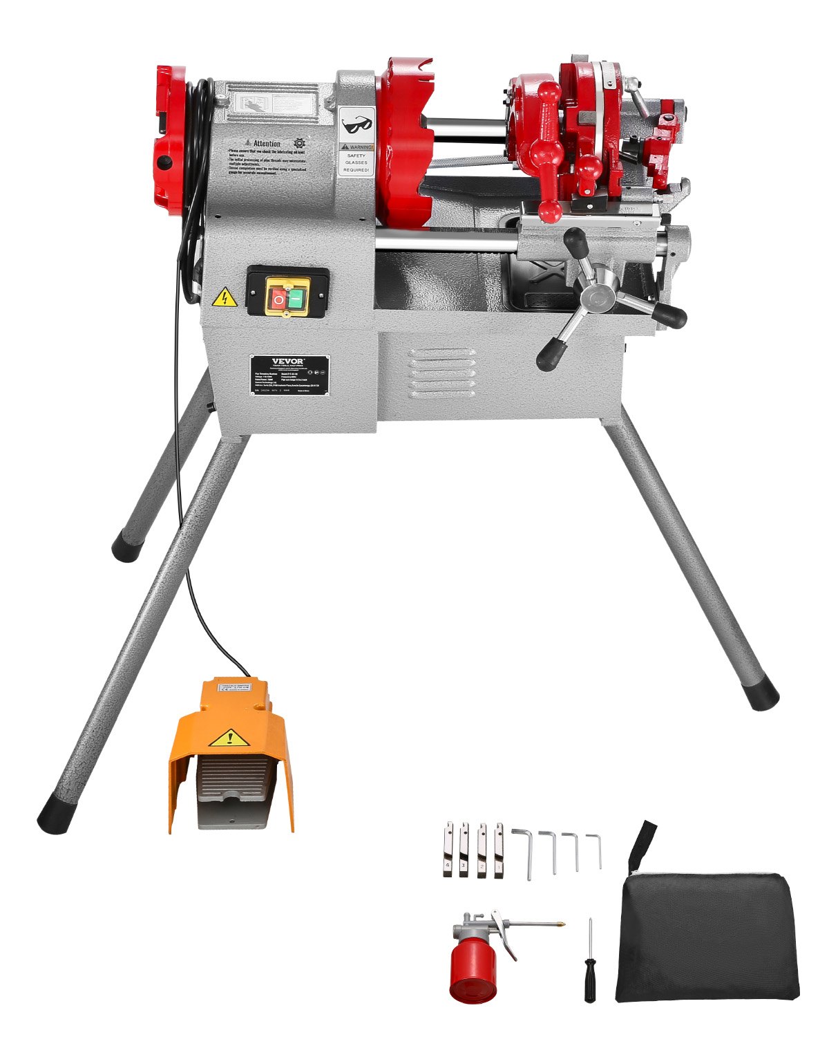 VEVOR Electric Pipe Threader Machine, 750W 28RPM Threading Cutting ...