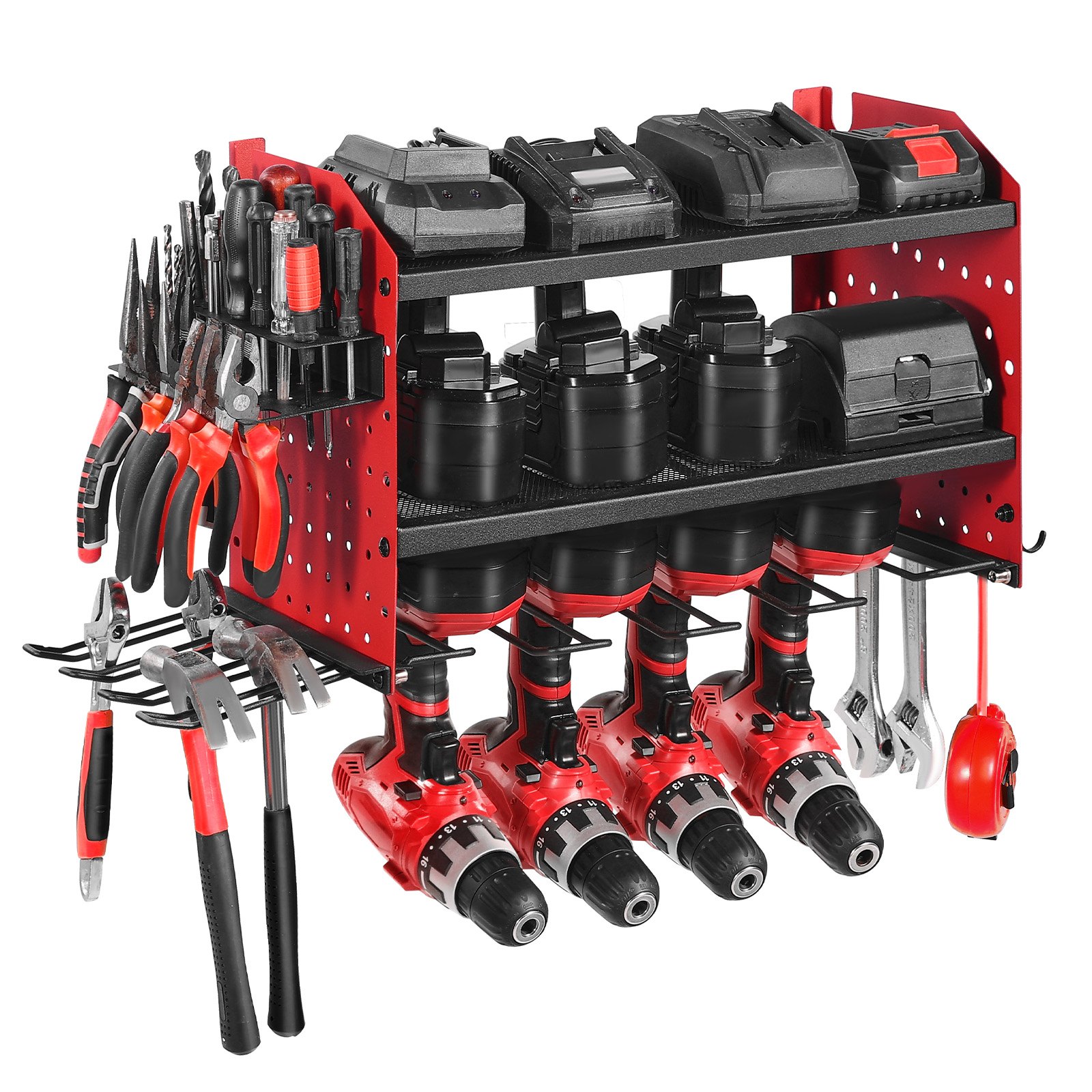 VEVOR Power Tool Organizer Wall Mount, 3-Layer Storage Rack with 4 ...
