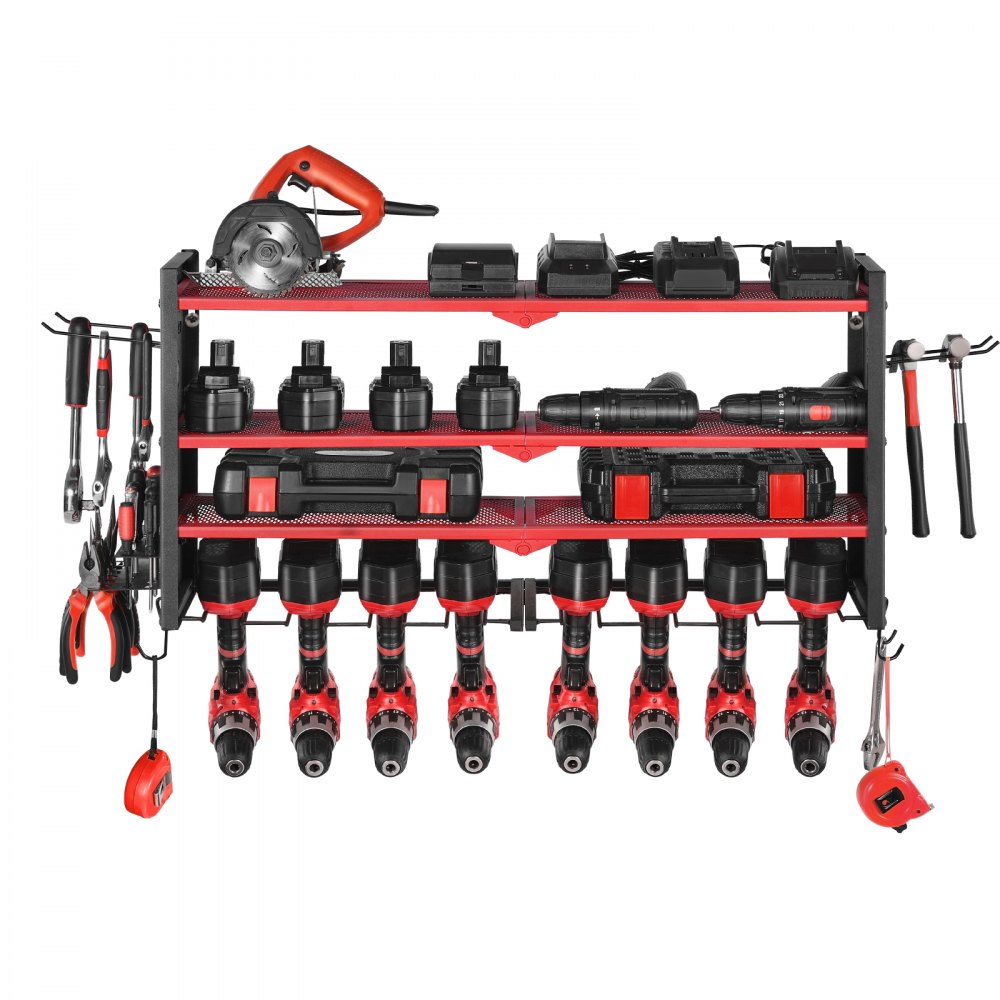 VEVOR Power Tool Organizer Wall Mount, 4-Layer Storage Rack with 8 ...