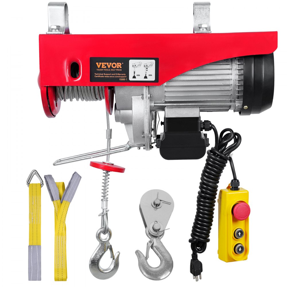 VEVOR 880lbs Electric Hoist with 14ft Wired Remote Control, 110V