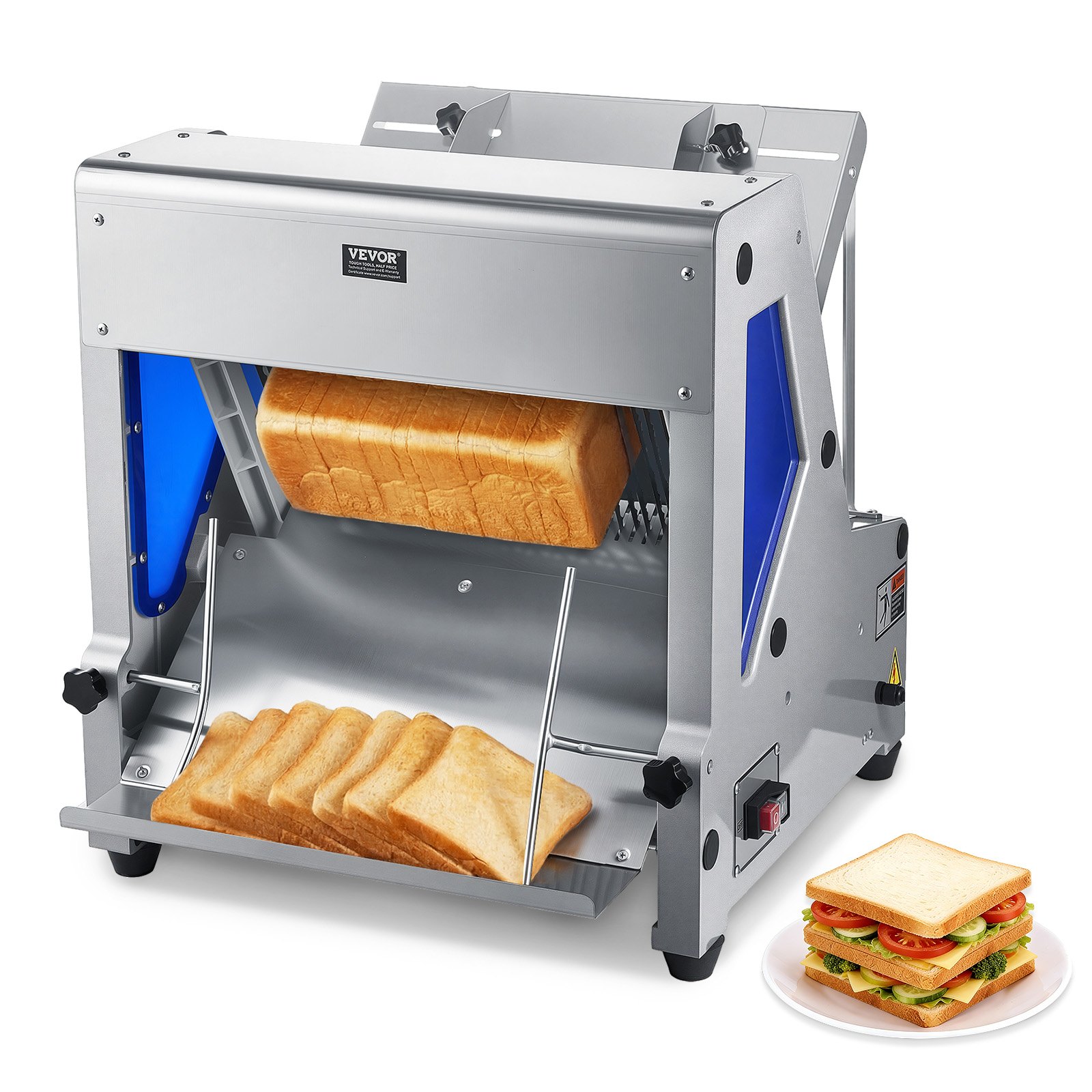 VEVOR Electric Bread Slicer, 370W Bread Slicing Machine, Die-Cast ...