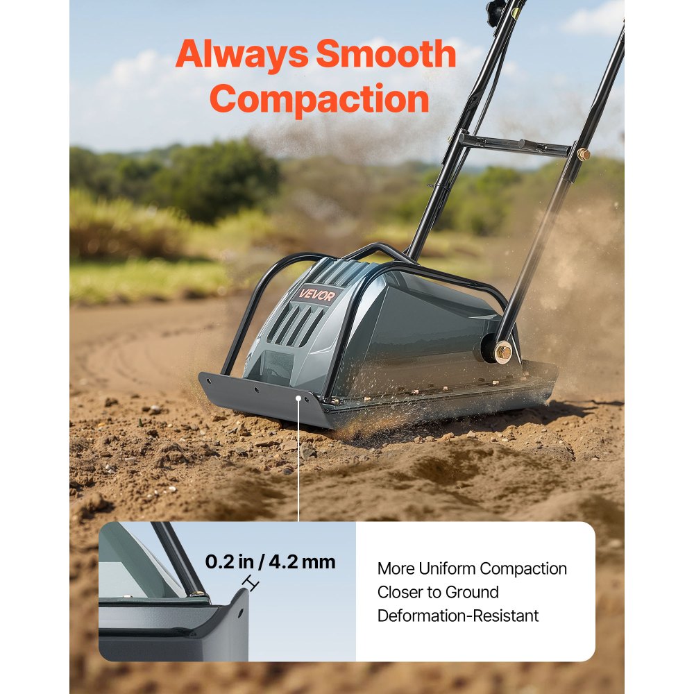 VEVOR Plate Compactor, 130W Output Electric Ground Rammer, 5 kN Force ...