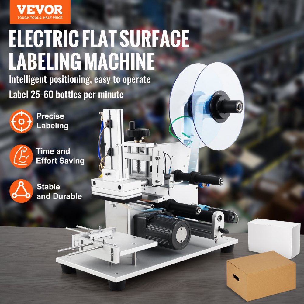 Large Labeling Machine VEVOR Electric Flat Labeling Machine, 25-60pcs/min, Flat Surface Label ...