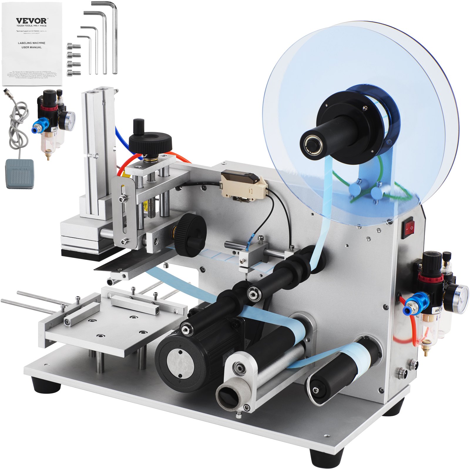 Electric Labelling Machine VEVOR Electric Flat Labeling Machine, 25-60pcs/min, Flat Surface Label ...