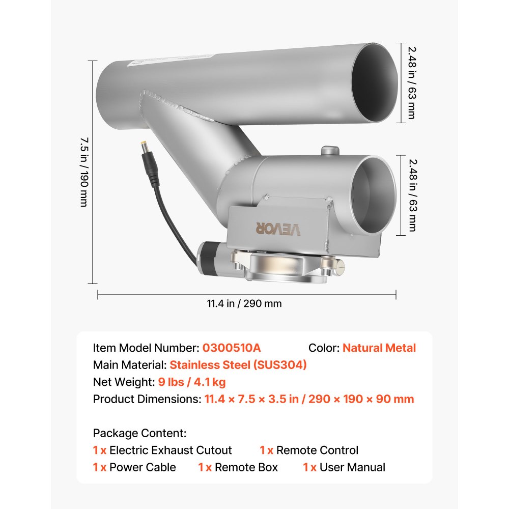 VEVOR Electric Exhaust Cutout – 2.5 In, 2PCS, Remote Control