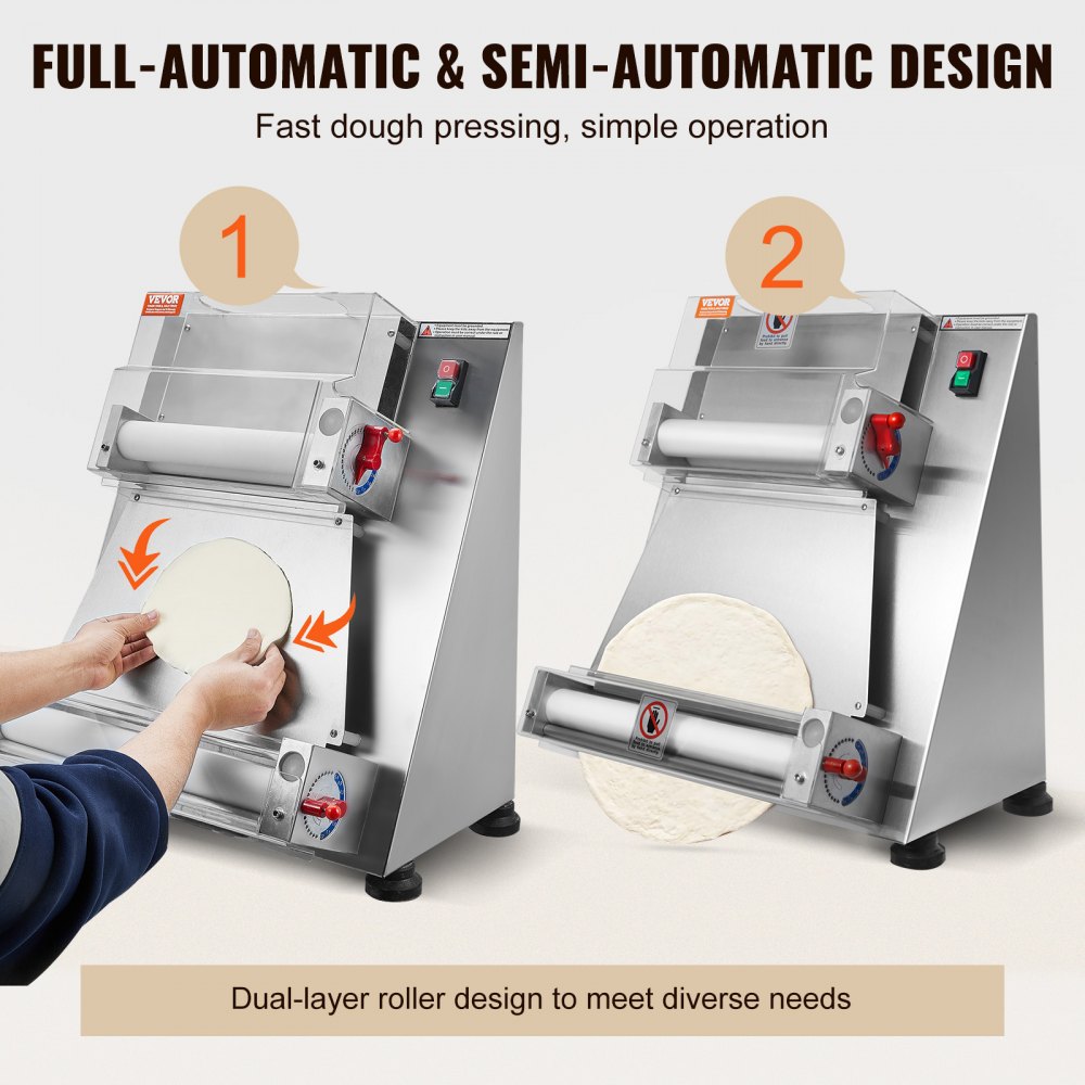 VEVOR Pizza Dough Roller Sheeter, 3-15 Inch Automatic Commercial Pizza ...